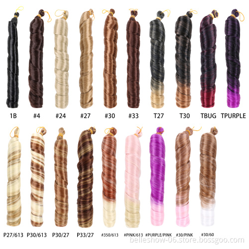 Hot sell customized curly hair extensions 22-24 inch wavy braiding hair spiral curl hair loose wave